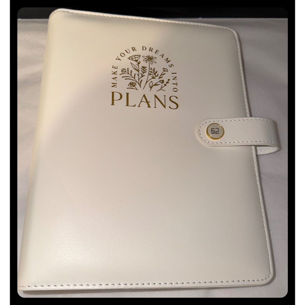 The Paper Studio Agenda 52 Ring Planner White Gold Floral 9.5 x 7.5